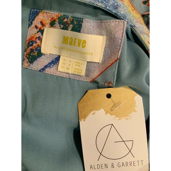 Maeve Anthropologie Blue Floral & Toucan Dress, Size 0 (US) - Picture 9 of 9